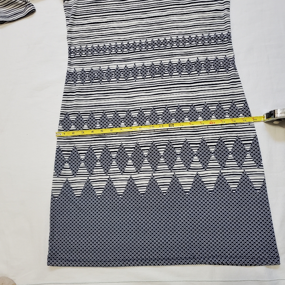 Max Study Navy Multi Stripe Pattern Shift Dress - image 8